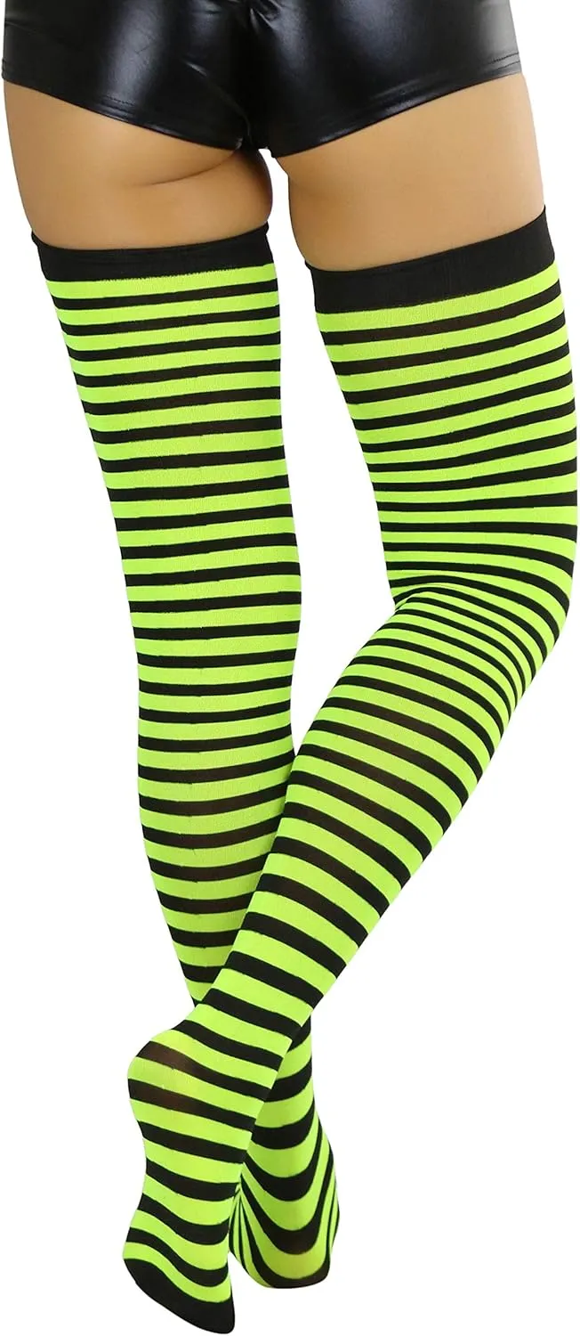 ToBeInStyle Womens Opaque Hosiery Thin Striped Thigh High Long Stocking