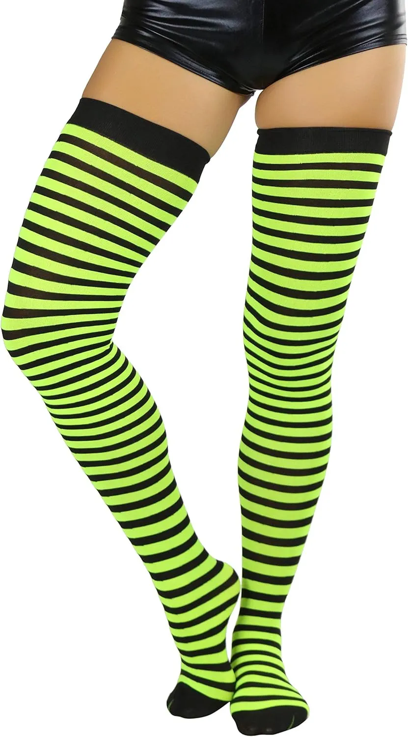 ToBeInStyle Womens Opaque Hosiery Thin Striped Thigh High Long Stocking
