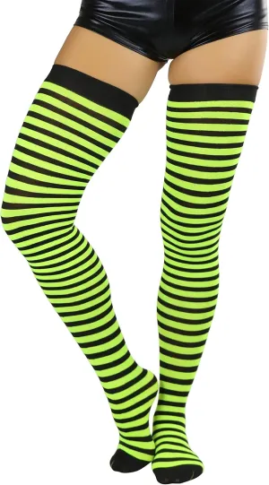 ToBeInStyle Womens Opaque Hosiery Thin Striped Thigh High Long Stocking