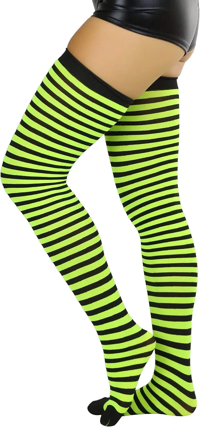 ToBeInStyle Womens Opaque Hosiery Thin Striped Thigh High Long Stocking