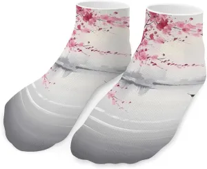 Traditional Painting Plum Blossom Printed Ankle Socks No Show Sock Low-Cut Athletic Socks for Men Women 1 Pair