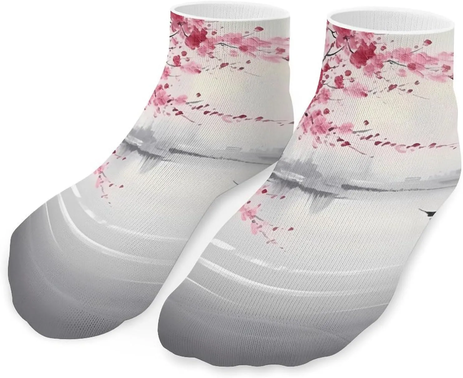 Traditional Painting Plum Blossom Printed Ankle Socks No Show Sock Low-Cut Athletic Socks for Men Women 1 Pair