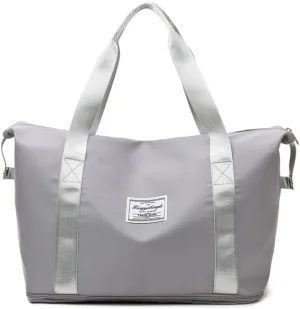 Travel Duffle Bag Gym Bag for Women Weekender Overnight Duffel Bag Tote Bag with Wet Pocket and Shoe Compartment (Grey)