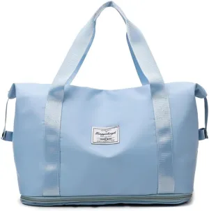 Travel Duffle Bag Gym Bag for Women Weekender Overnight Duffel Bag Tote Bag with Wet Pocket and Shoe Compartment (Light Blue)