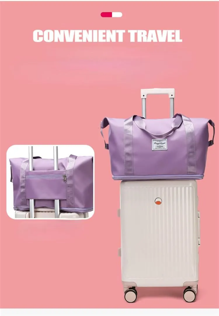 Travel Duffle Bag Gym Bag for Women Weekender Overnight Duffel Bag Tote Bag with Wet Pocket and Shoe Compartment (Pink)