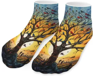 Tree Birds Life Printed Ankle Socks No Show Sock Low-Cut Athletic Socks for Men Women 1 Pair