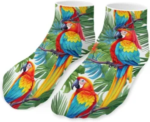 Tropical Birds Parrots Printed Ankle Socks No Show Sock Low-Cut Athletic Socks for Men Women 1 Pair