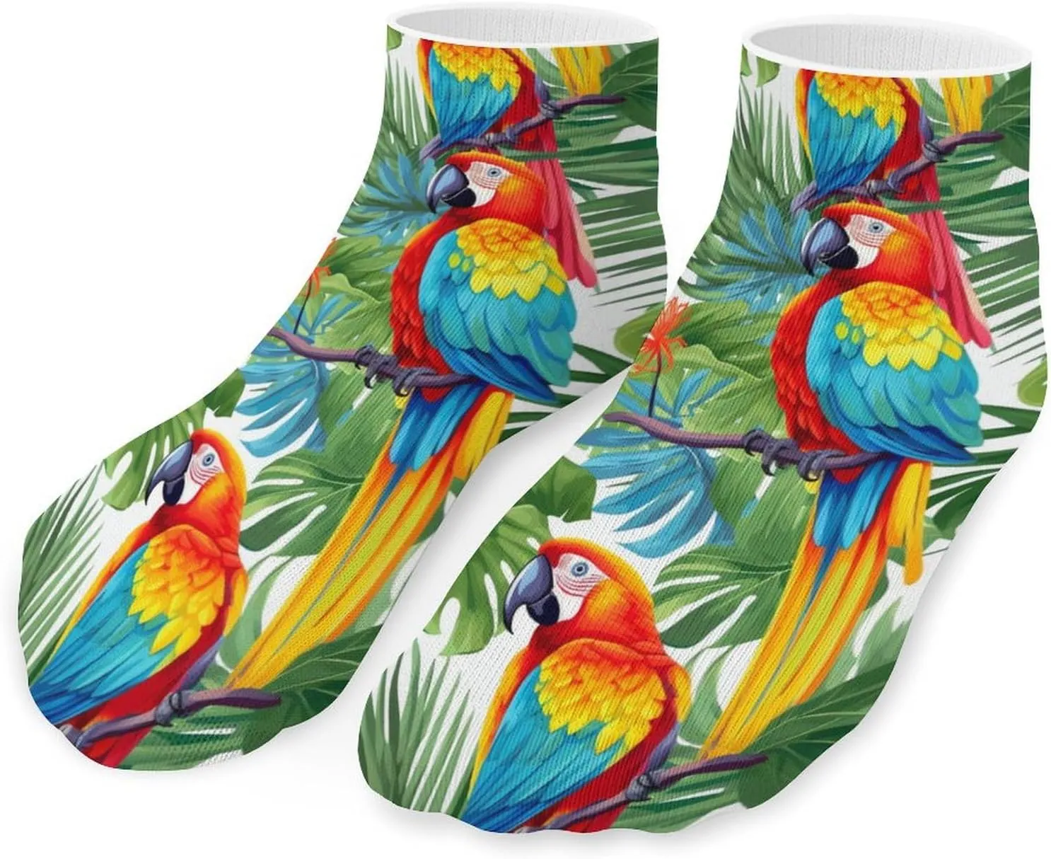 Tropical Birds Parrots Printed Ankle Socks No Show Sock Low-Cut Athletic Socks for Men Women 1 Pair
