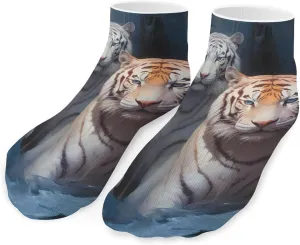Two Tigers Printed Ankle Socks No Show Sock Low-Cut Athletic Socks for Men Women 1 Pair