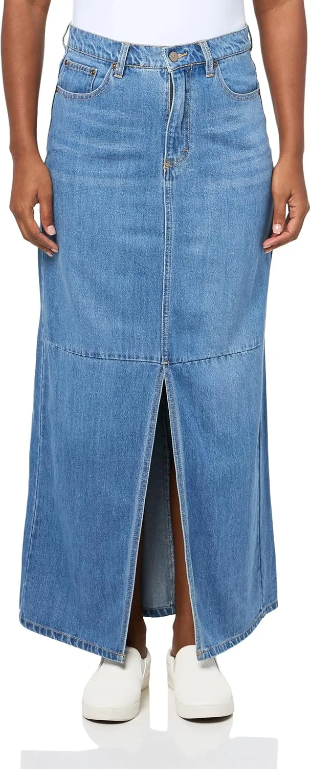 UNIONBAY Women's Long Denim Skirt with Front Slit