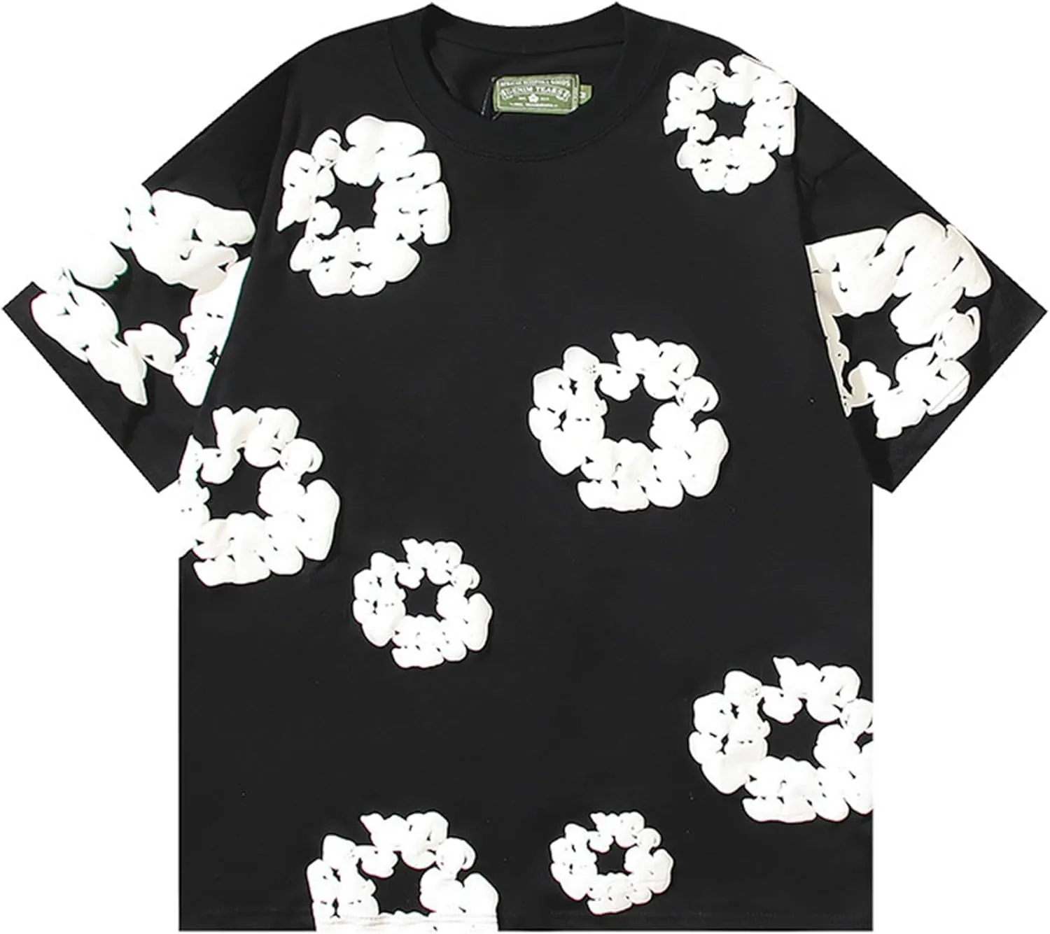Vintage Printed Flower Graphic T-Shirt Casual Short Sleeve Street Pullover Sport Sweatshirt 2-Piece Set