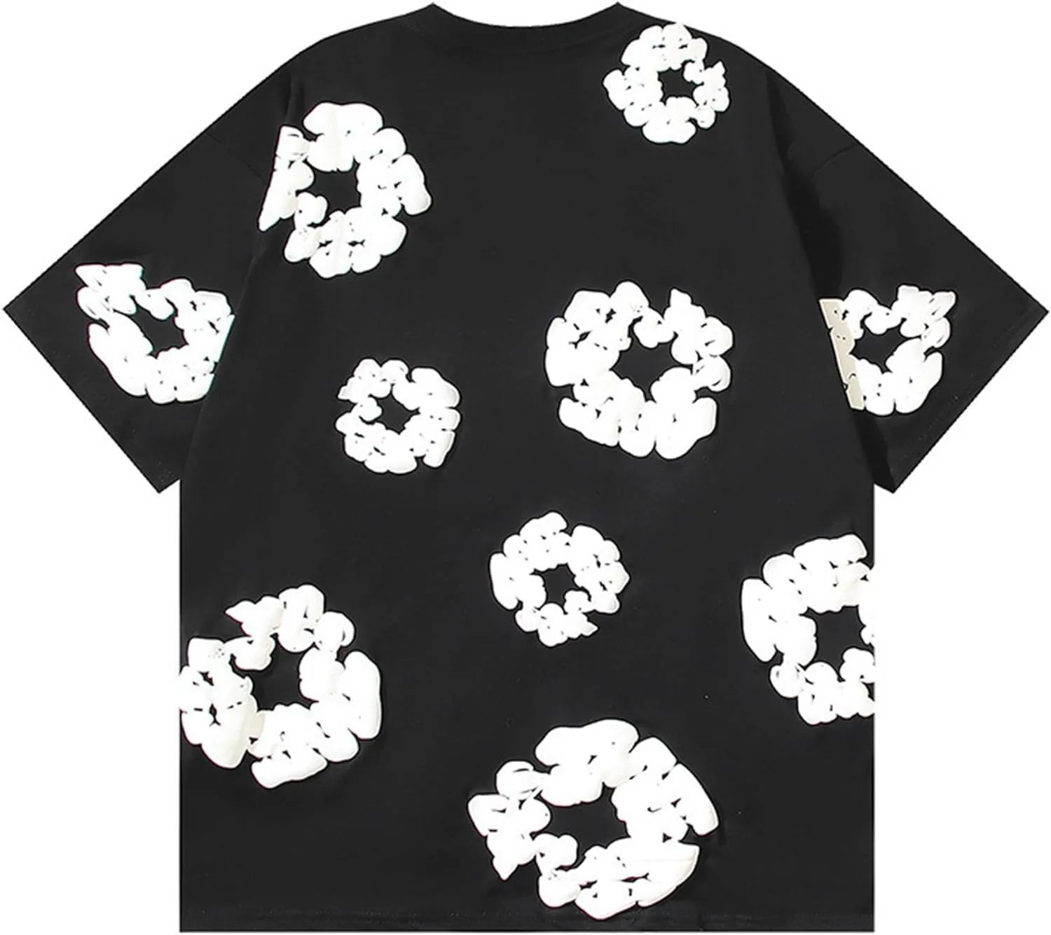 Vintage Printed Flower Graphic T-Shirt Casual Short Sleeve Street Pullover Sport Sweatshirt 2-Piece Set