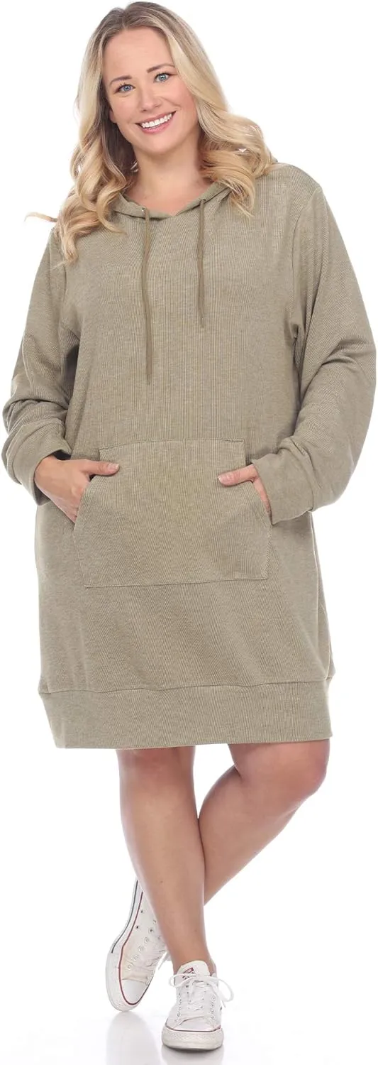 white mark Plus Size Hoodie Sweatshirt Dress
