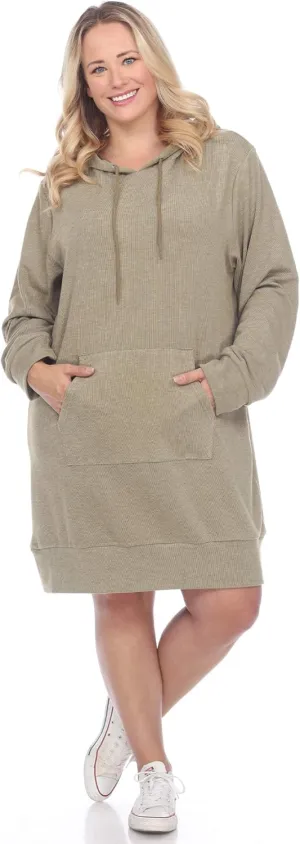 white mark Plus Size Hoodie Sweatshirt Dress