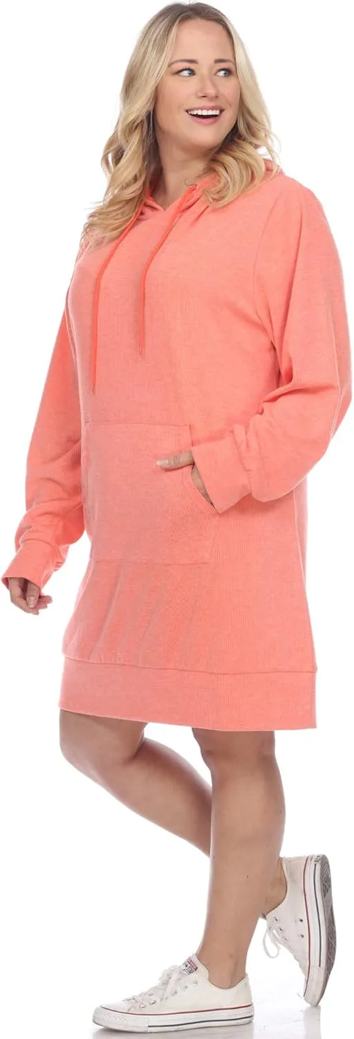 white mark Plus Size Hoodie Sweatshirt Dress