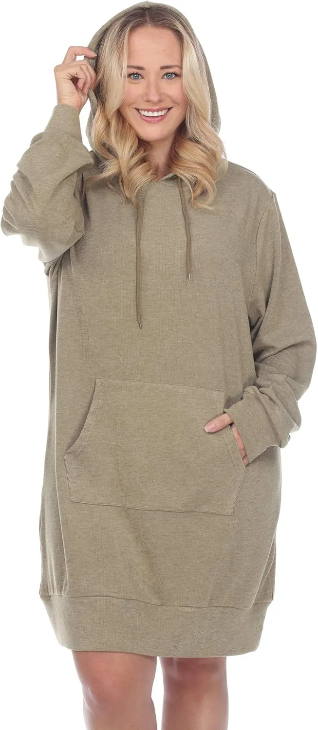 white mark Plus Size Hoodie Sweatshirt Dress