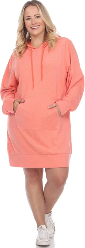 white mark Plus Size Hoodie Sweatshirt Dress