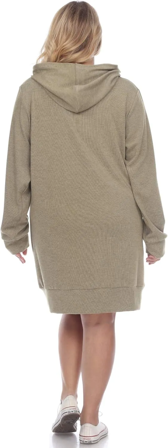 white mark Plus Size Hoodie Sweatshirt Dress