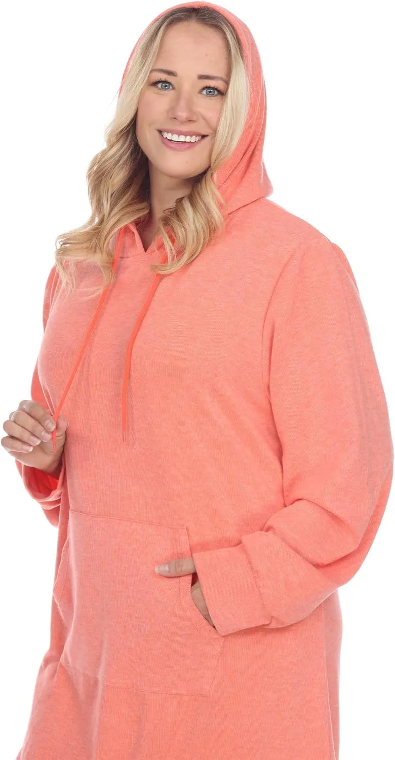 white mark Plus Size Hoodie Sweatshirt Dress