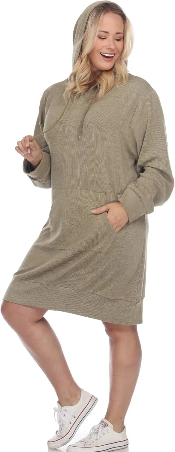 white mark Plus Size Hoodie Sweatshirt Dress