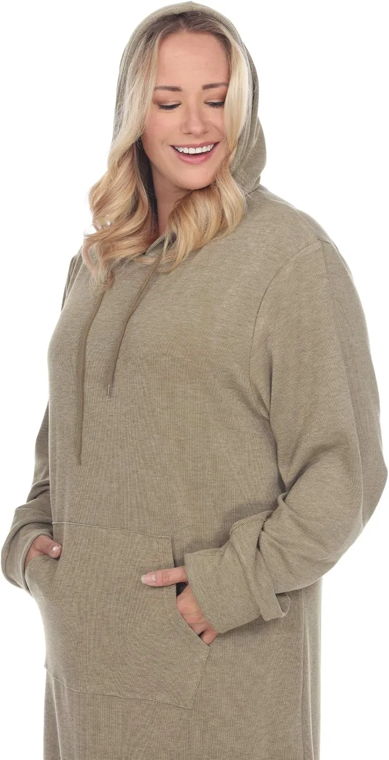 white mark Plus Size Hoodie Sweatshirt Dress