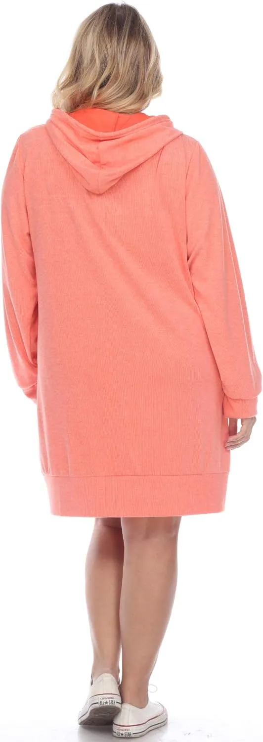 white mark Plus Size Hoodie Sweatshirt Dress