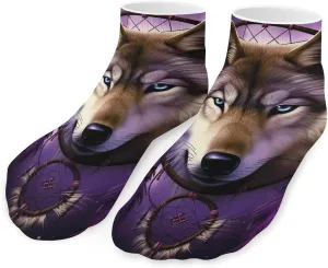 Wolf Dream-Catcher Printed Ankle Socks No Show Sock Low-Cut Athletic Socks for Men Women 1 Pair