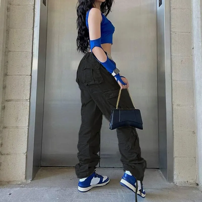 Women High Waisted Pants Y2k Graphic Wide Leg Denim Jeans Straight Casual Loose Baggy Trousers Vintage E-Girl Streetwear