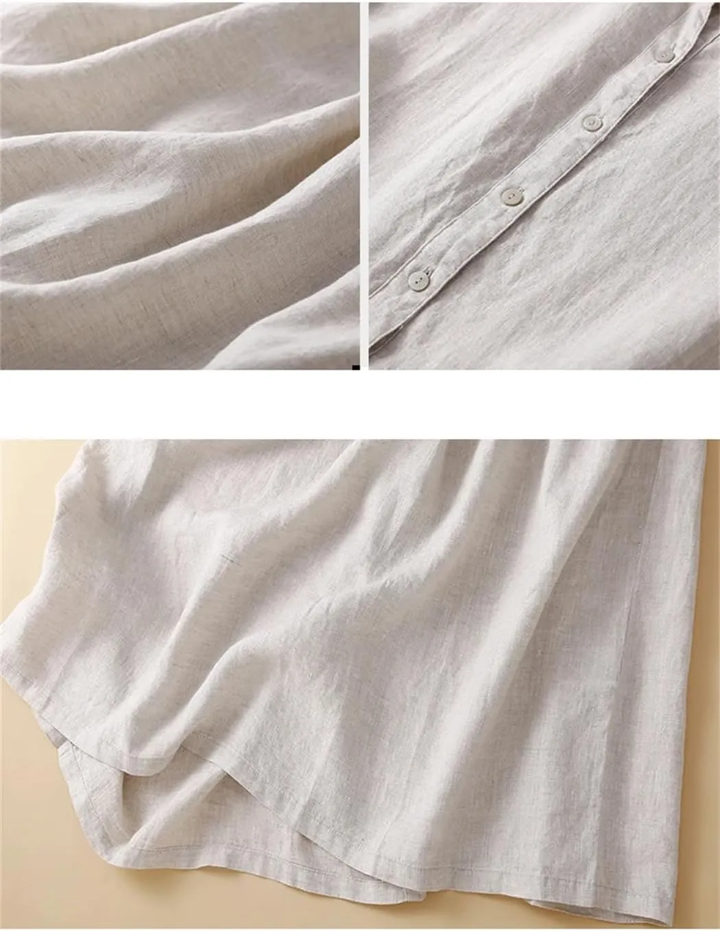 Women Summer Vintage Solid Cotton Midi Shirt Dresses Beach Swing Vacation Flowy Dress