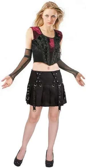 Women's Black Cotton Punk Mini Black Pleated Skirt US Sizes Schoolgirl Skirt Grunge Skirts Emo Alt Skirt Mall Goth Skirt