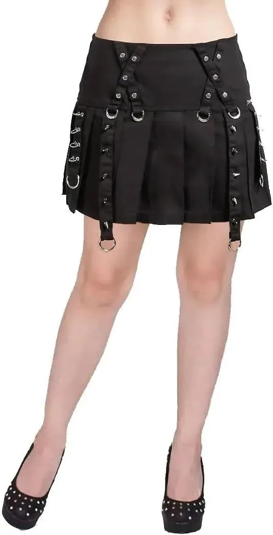 Women's Black Cotton Punk Mini Black Pleated Skirt US Sizes Schoolgirl Skirt Grunge Skirts Emo Alt Skirt Mall Goth Skirt