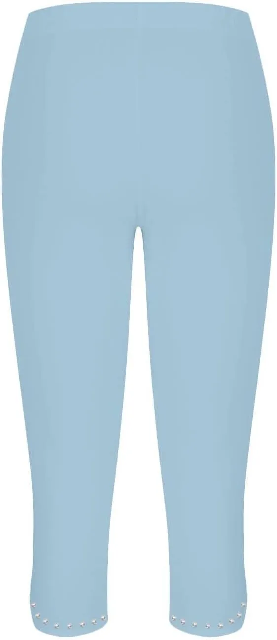 Women's Capri Leggings with Rhinestone 2025 Summer High Waist Cropped Yoga Pants Cutout Keyhole Stretchy Capri Tights