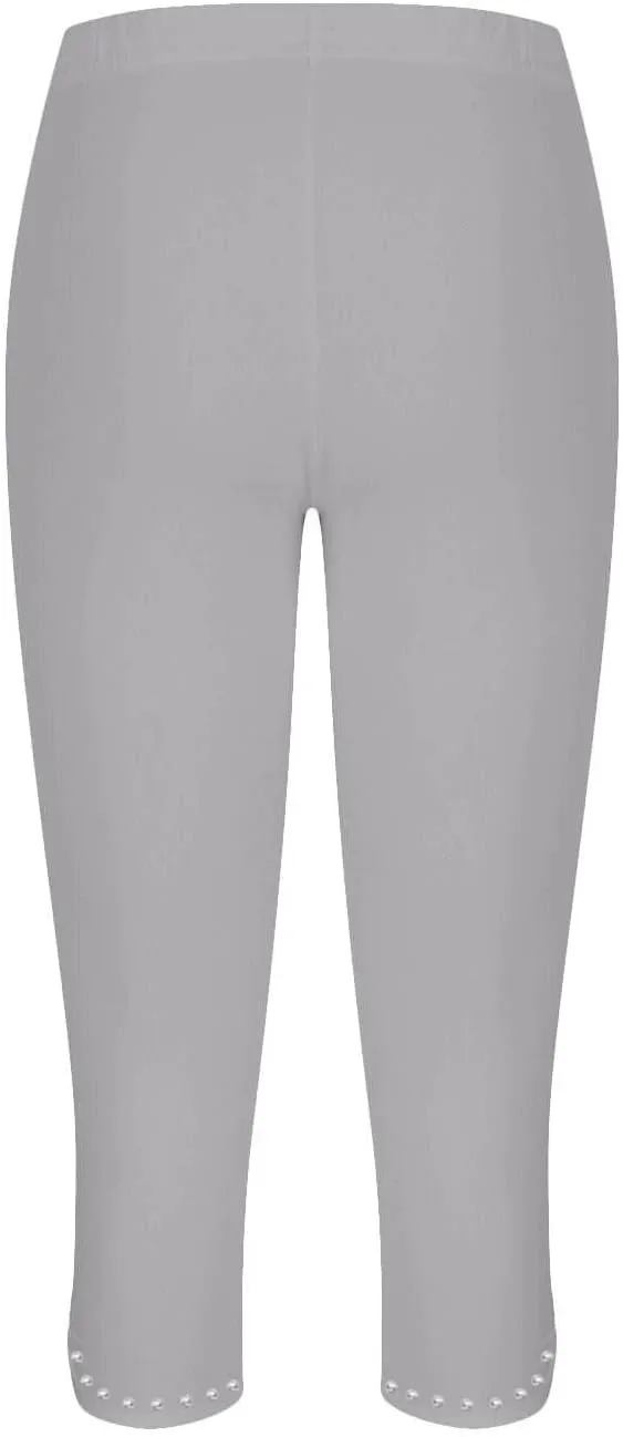 Women's Capri Leggings with Rhinestone 2025 Summer High Waist Cropped Yoga Pants Cutout Keyhole Stretchy Capri Tights