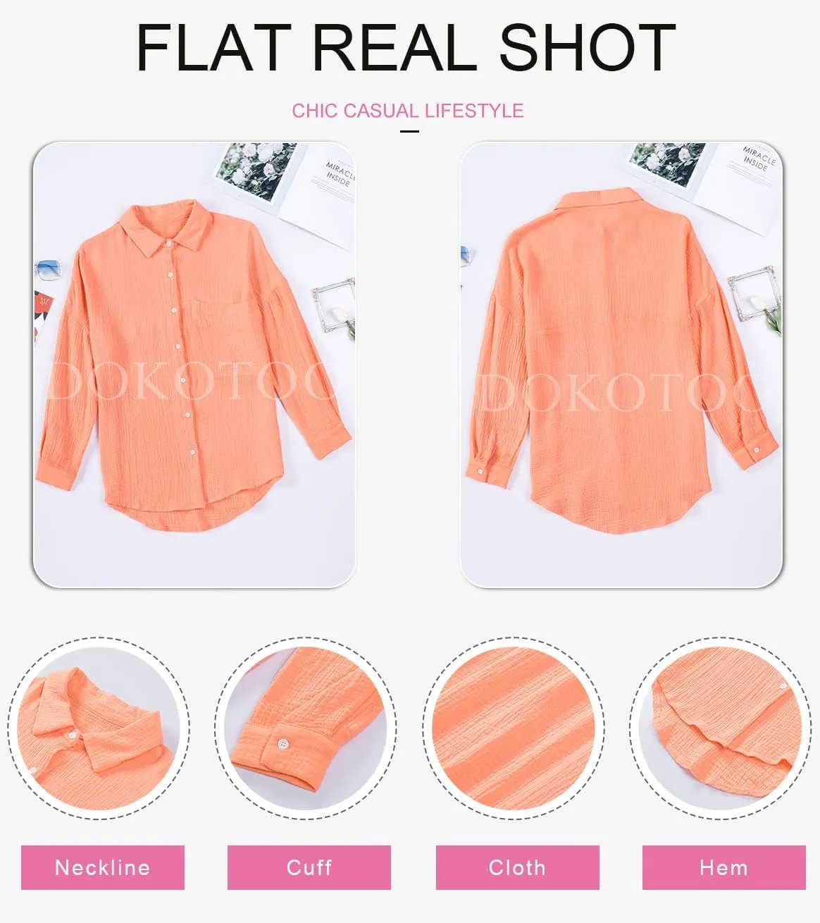 Womens Color Block Button Down Shirts Long Sleeve Oversized Boyfriend Blouses Tops