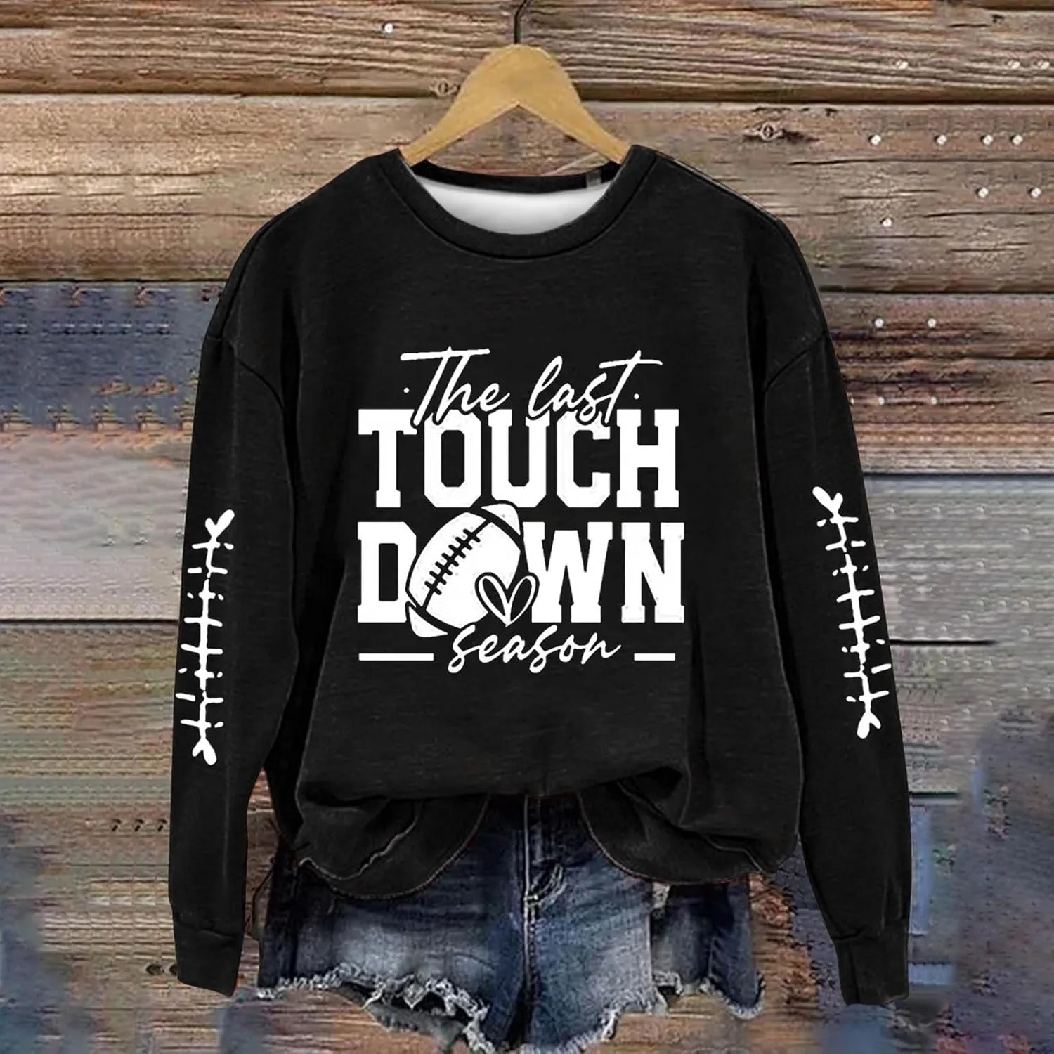 Womens Football Sweatshirt Game Day Pullover Touchdown Season Football Hoodie Trendy Casual Loose Letter Graphic Tops