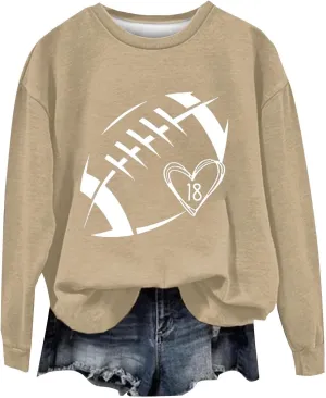 Womens Football Sweatshirt Game Day Pullover Touchdown Season Football Hoodie Trendy Casual Loose Letter Graphic Tops