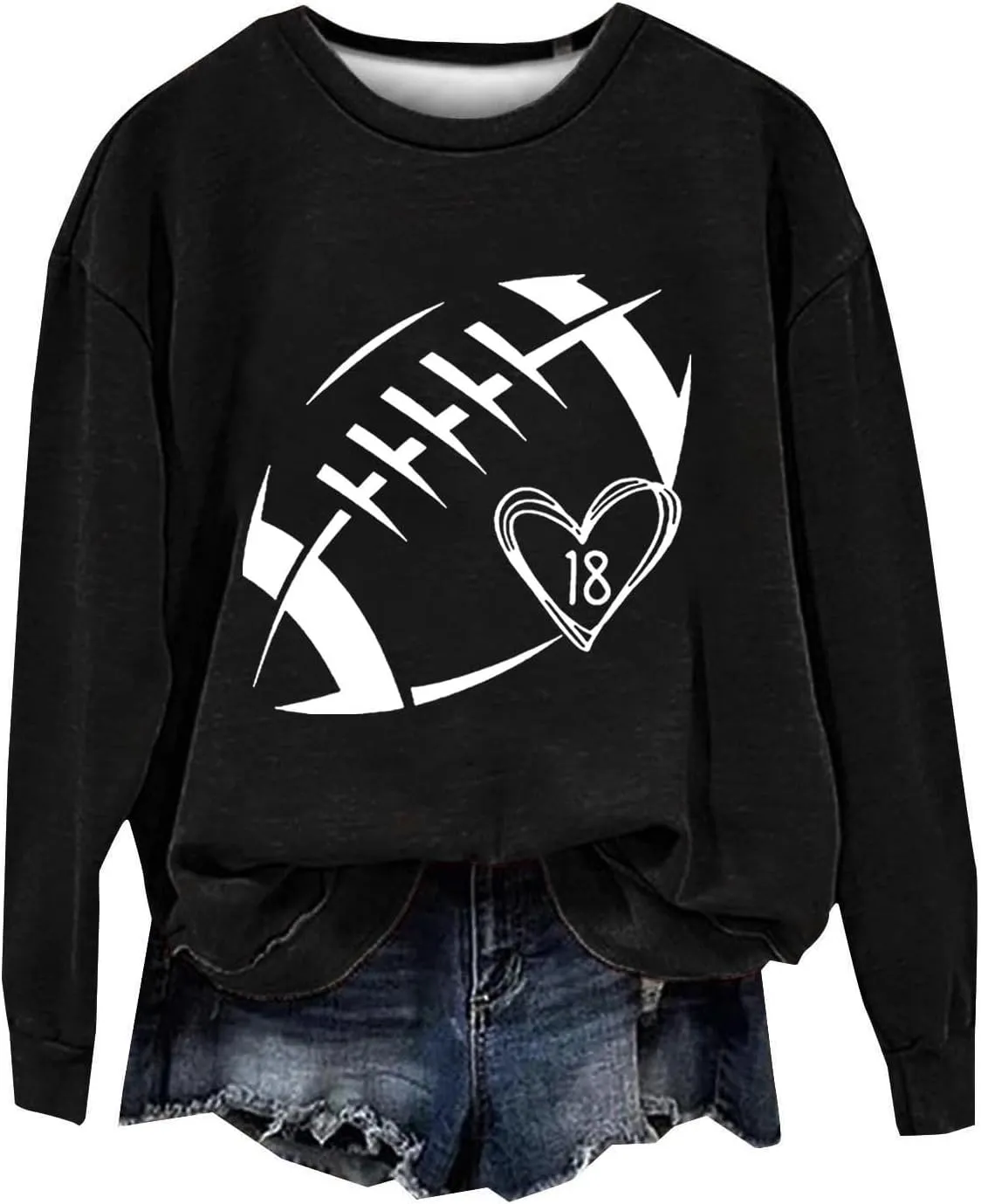 Womens Football Sweatshirt Game Day Pullover Touchdown Season Football Hoodie Trendy Casual Loose Letter Graphic Tops