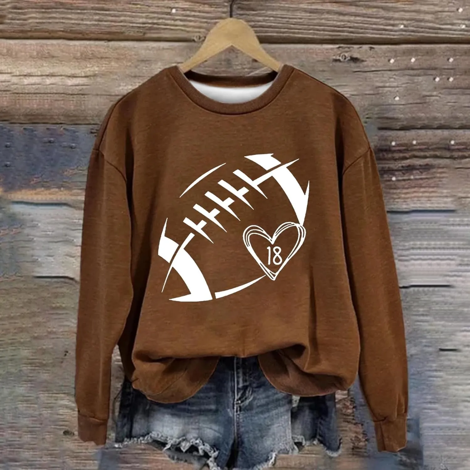 Womens Football Sweatshirt Game Day Pullover Touchdown Season Football Hoodie Trendy Casual Loose Letter Graphic Tops