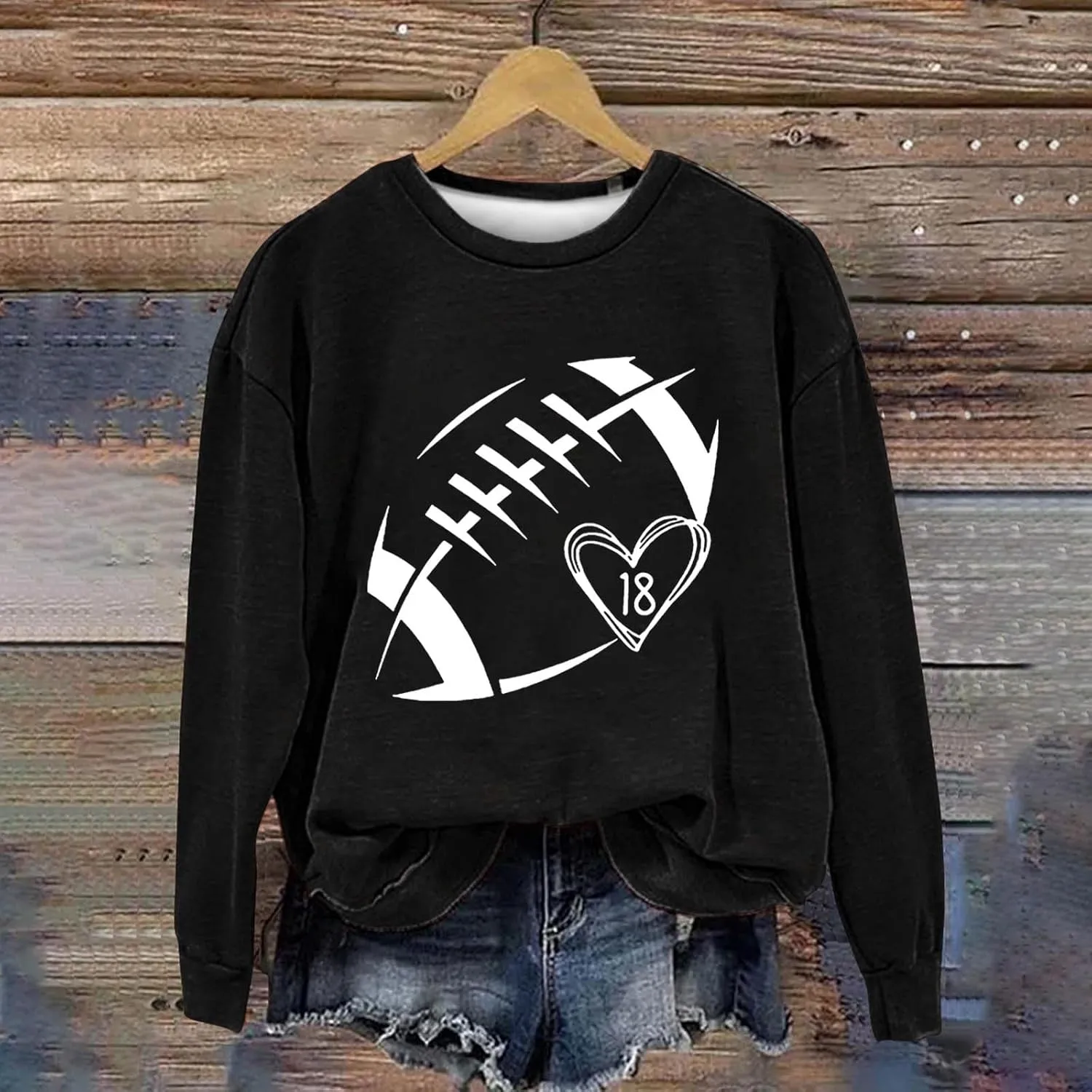 Womens Football Sweatshirt Game Day Pullover Touchdown Season Football Hoodie Trendy Casual Loose Letter Graphic Tops