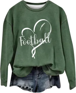 Womens Football Sweatshirt Game Day Pullover Touchdown Season Football Hoodie Trendy Casual Loose Letter Graphic Tops