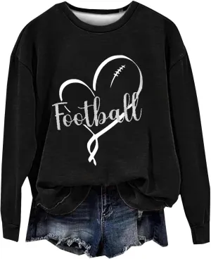 Womens Football Sweatshirt Game Day Pullover Touchdown Season Football Hoodie Trendy Casual Loose Letter Graphic Tops