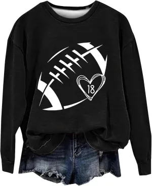 Womens Football Sweatshirt Game Day Pullover Touchdown Season Football Hoodie Trendy Casual Loose Letter Graphic Tops