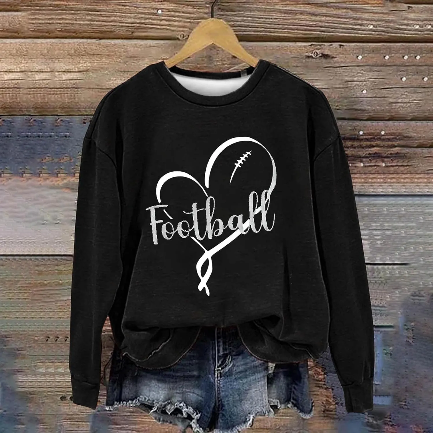 Womens Football Sweatshirt Game Day Pullover Touchdown Season Football Hoodie Trendy Casual Loose Letter Graphic Tops