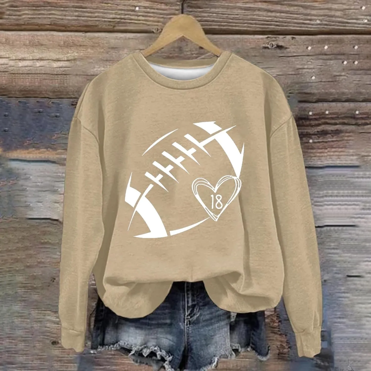 Womens Football Sweatshirt Game Day Pullover Touchdown Season Football Hoodie Trendy Casual Loose Letter Graphic Tops