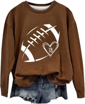 Womens Football Sweatshirt Game Day Pullover Touchdown Season Football Hoodie Trendy Casual Loose Letter Graphic Tops