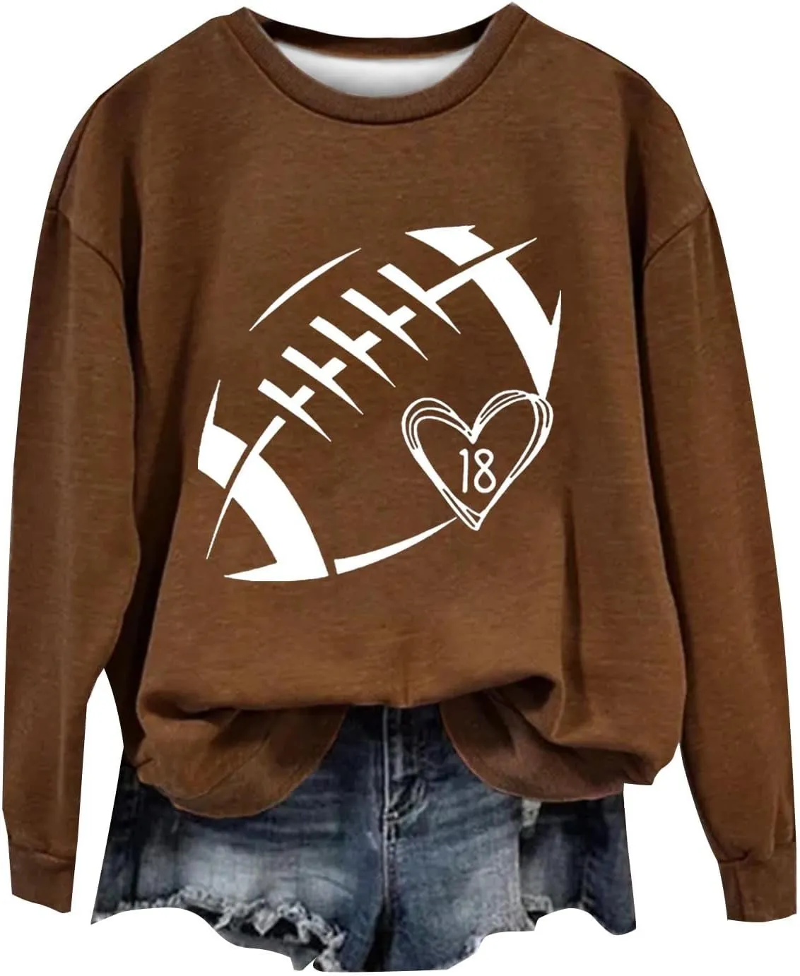 Womens Football Sweatshirt Game Day Pullover Touchdown Season Football Hoodie Trendy Casual Loose Letter Graphic Tops