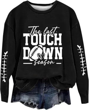 Womens Football Sweatshirt Game Day Pullover Touchdown Season Football Hoodie Trendy Casual Loose Letter Graphic Tops