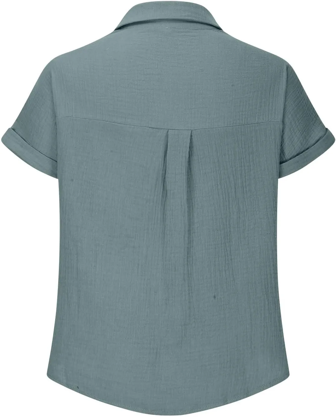 Womens Gauze Shirts Button Down Dress Shirts Casual Short Sleeve Textured Collared Summer Work Blouse Camping Clothes