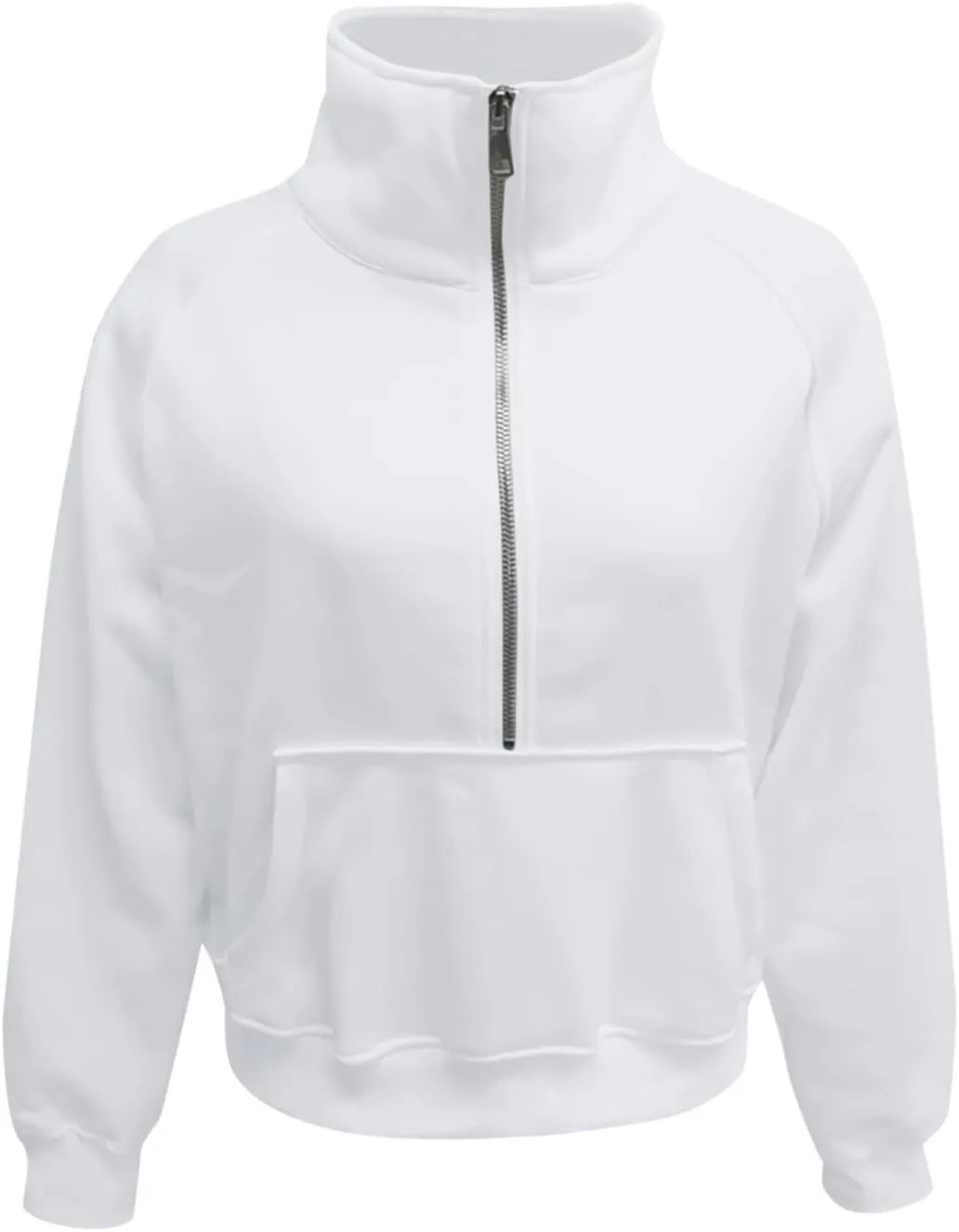 Women's Half Zip Cropped Pullover Sweatshirts Long Sleeve Casual Pocket Sweatshirt with Thumb Hole Fall Winter Tops
