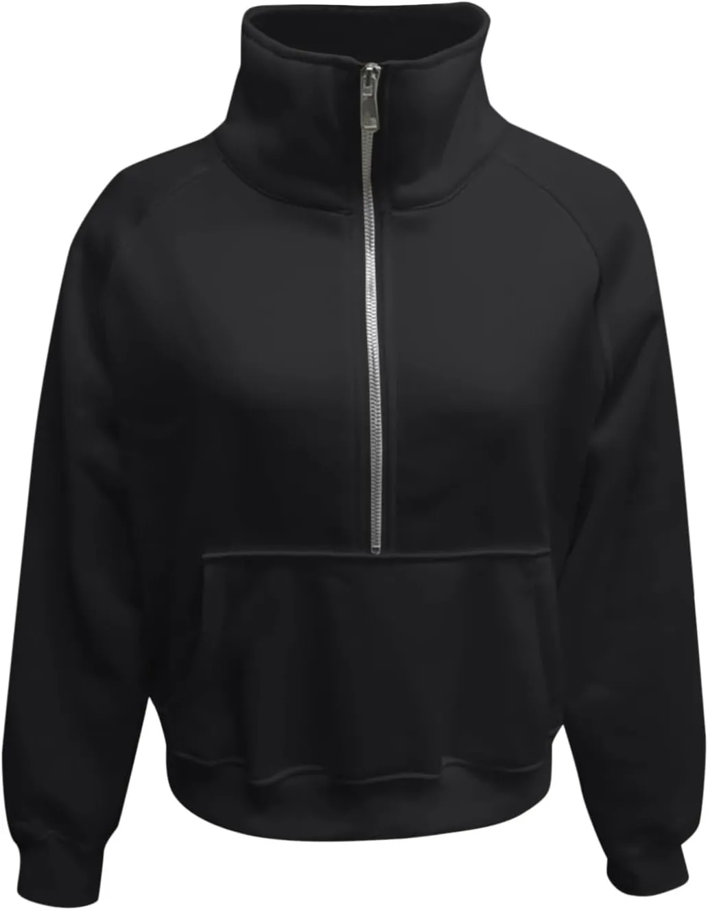 Women's Half Zip Cropped Pullover Sweatshirts Long Sleeve Casual Pocket Sweatshirt with Thumb Hole Fall Winter Tops